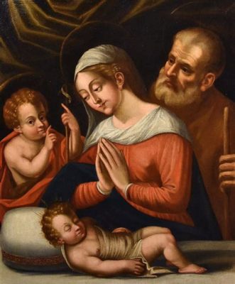  La Sacra Famiglia con San Giovanni Battista: Un Ritratto di Devozione e Misterio